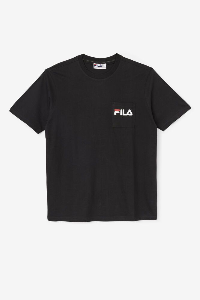 Fila T-Shirt Mens Black Curtis Pocket - Ireland 63902-THZD